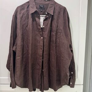 J. Crew Chocolate Brown Linen Shirt